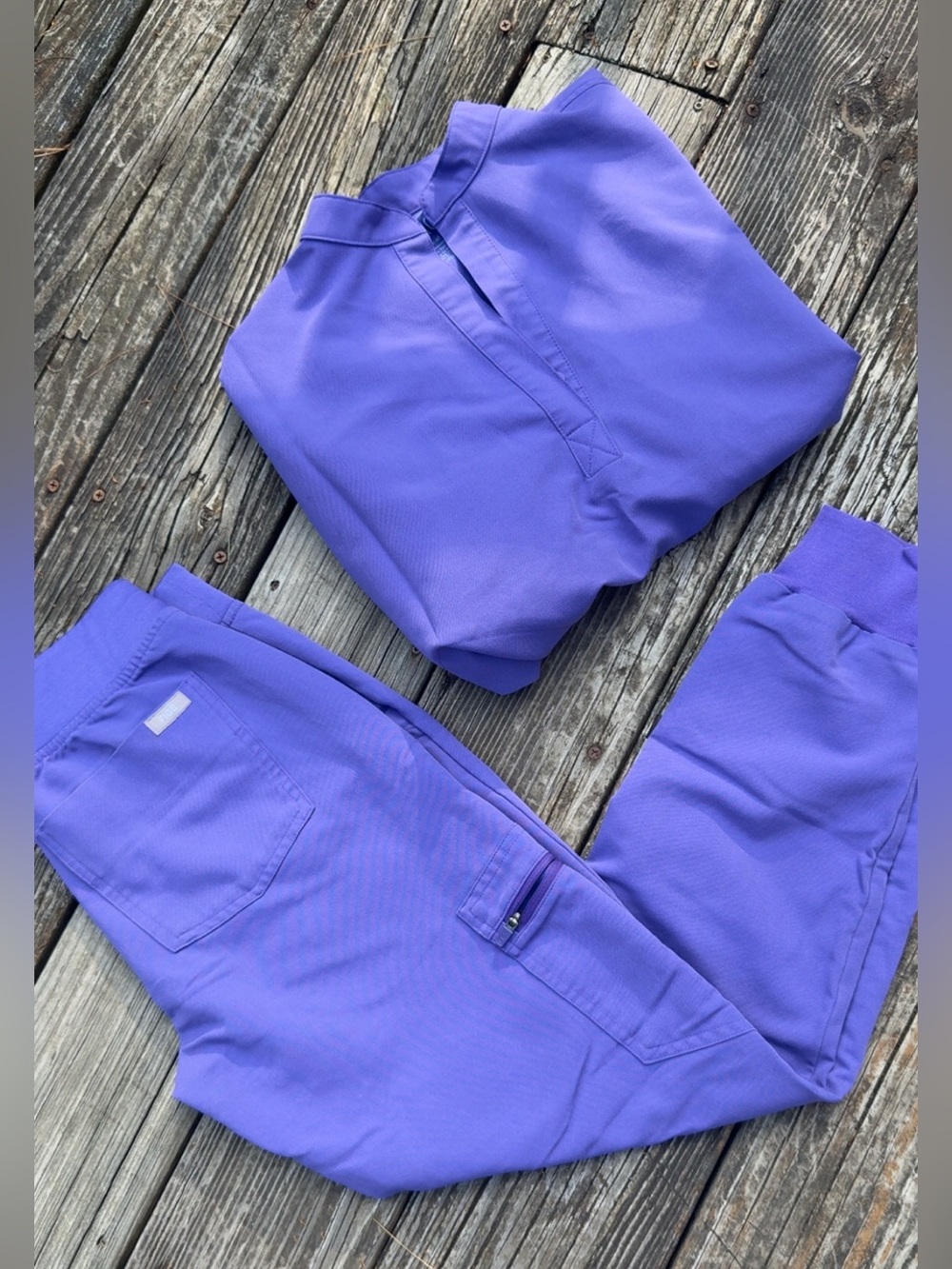 Figs Amethyst Purple Rafella Top With Zamora Joggers - Picture 3 of 5